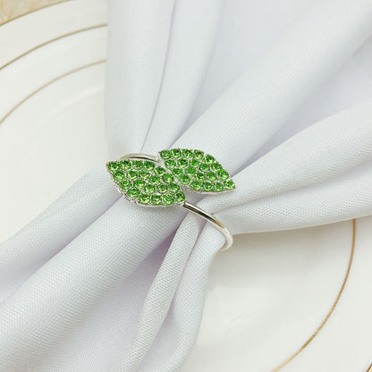 Simple Leaf Napkin Ring with Rhinestones for Hotels