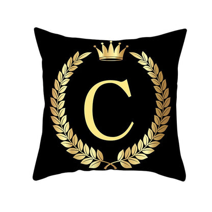 Custom Black Gold Letter Peach Skin Pillowcase Cushion