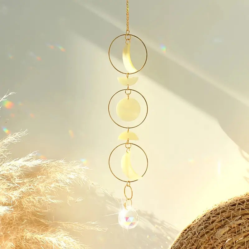 Moon Phase Crystal Suncatcher for Window Decor