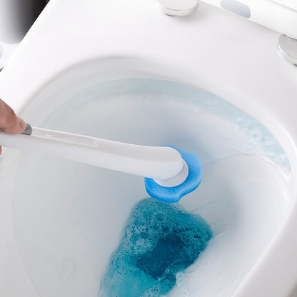 Disposable Toilet Brush with Sponge Heads & Holder