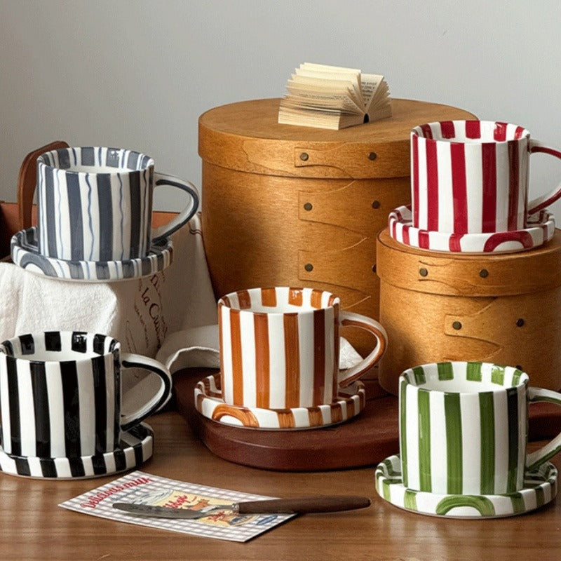 Minimalist European Ceramic Mug & Saucer Set