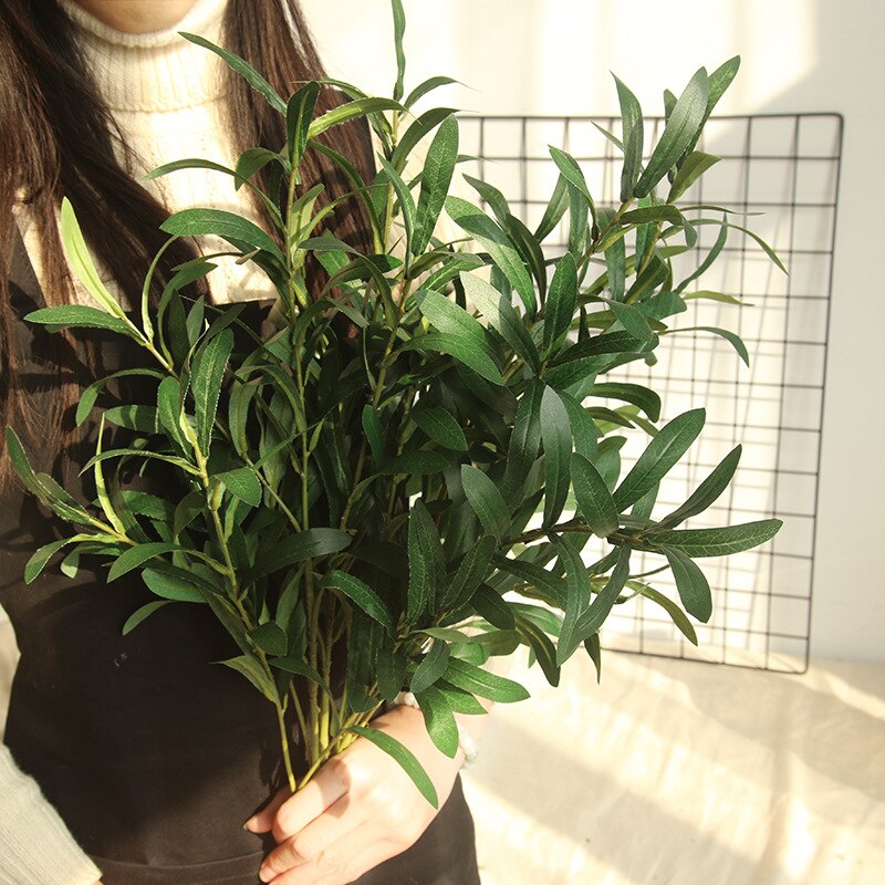 Single Olive Leaf Artificial Plant Branch Decor