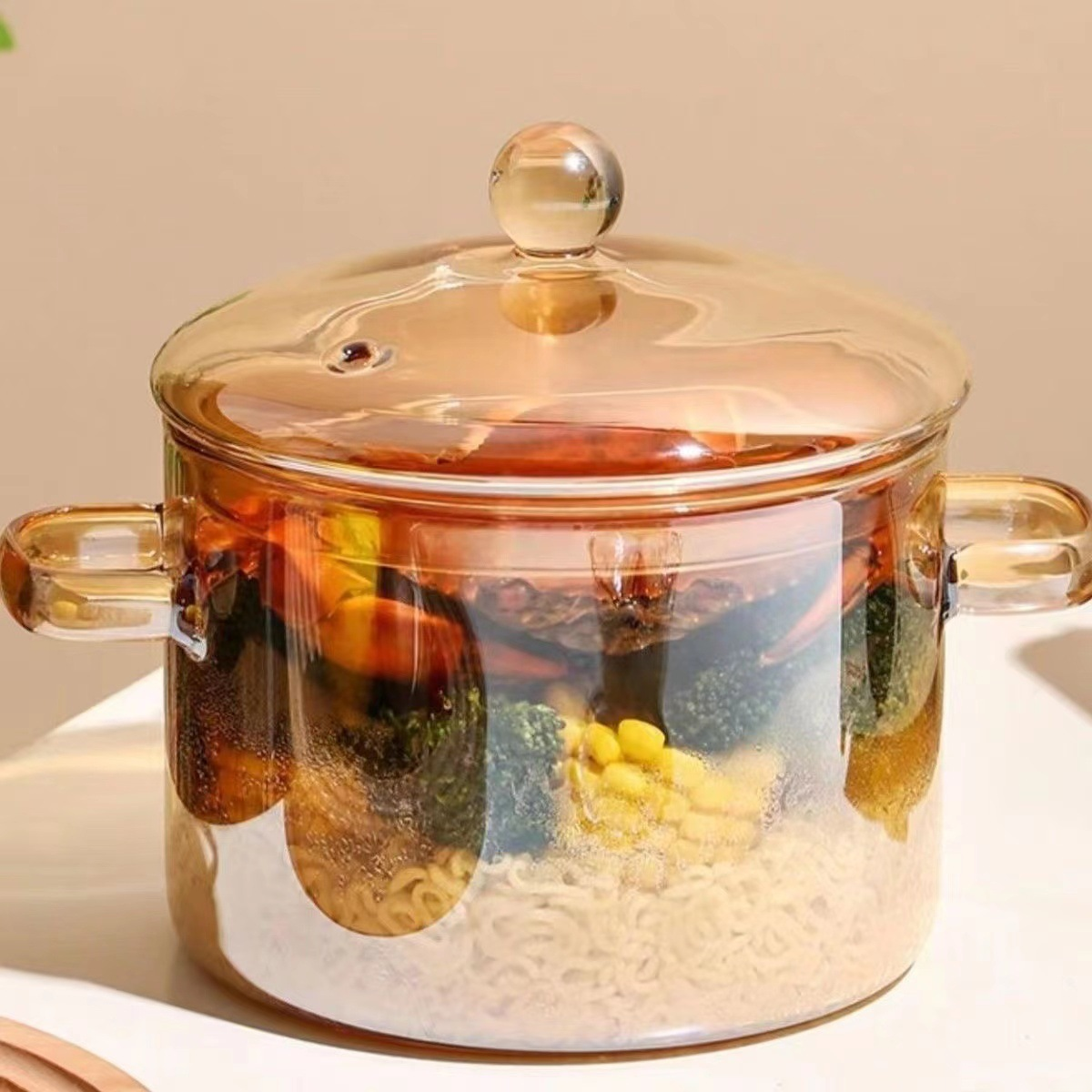 Glass Double-Handled Soup Pot with Electric Stove