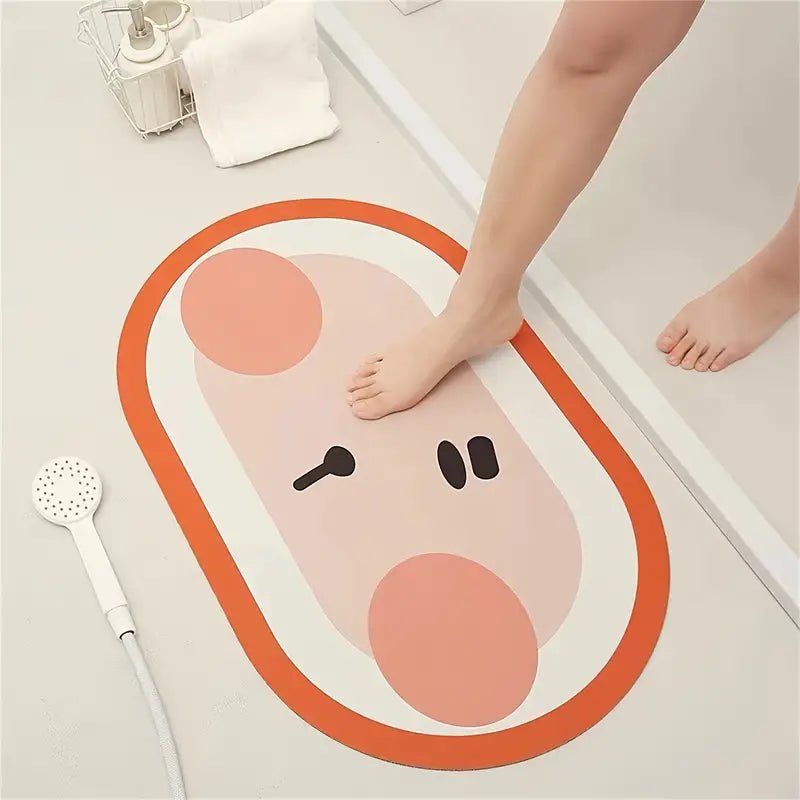 Cute Expression Diatom Mud Anti-Skid Bathroom Mat 15.75"x23.62"