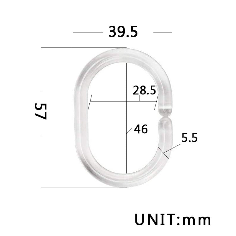 C-Shaped Transparent Shower Curtain Hooks (12 Pack)