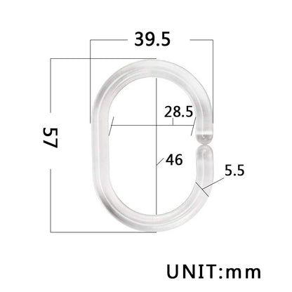 C-Shaped Transparent Shower Curtain Hooks (12 Pack)
