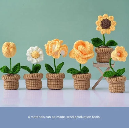 Mini Potted Bouquet Wool Woven Flower Diy Material Package