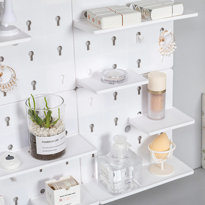 Adhesive Plastic Pegboard Wall Organizer – No-Drill Partition Storage Rack