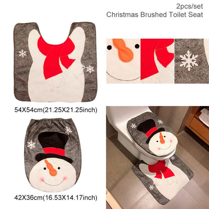 Waterproof Shower Curtain and Snowman Toilet Set