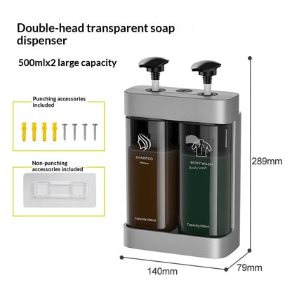 Wall-Mount Clear Soap Dispenser (2/3 Chambers)