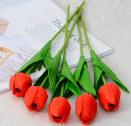 Mini PU Tulip Artificial Flower for Bridal Bouquet