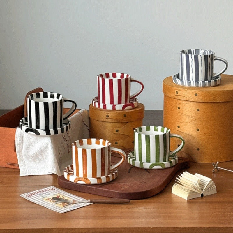 Minimalist European Ceramic Mug & Saucer Set
