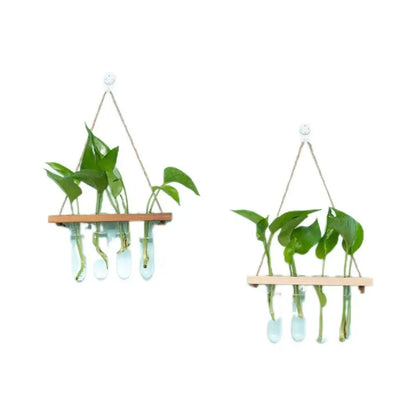 3-Layer Solid Wood Hydroponic Glass Vase Wall Decor