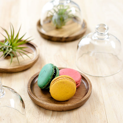 Mini Dessert Display Tray with Glass and Wood Base