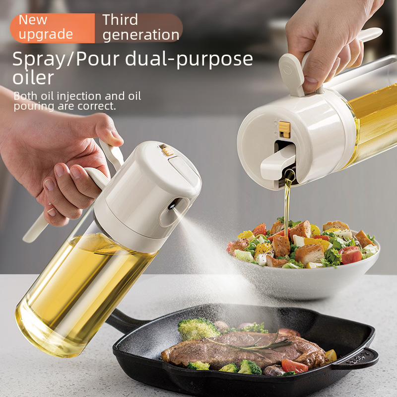 Self-Designed Oil Bottle with Spray and Pour Function