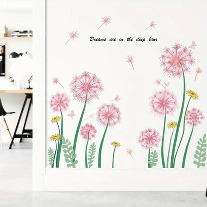 Pink Dandelion Wall Stickers for Home Decoration (2 Sheets)
