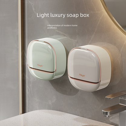 Wall-Mounted Soap Dish with Drainage and Cover