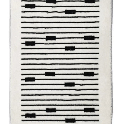Black & White Striped Soft Non-Slip Bath Mat (1pc)