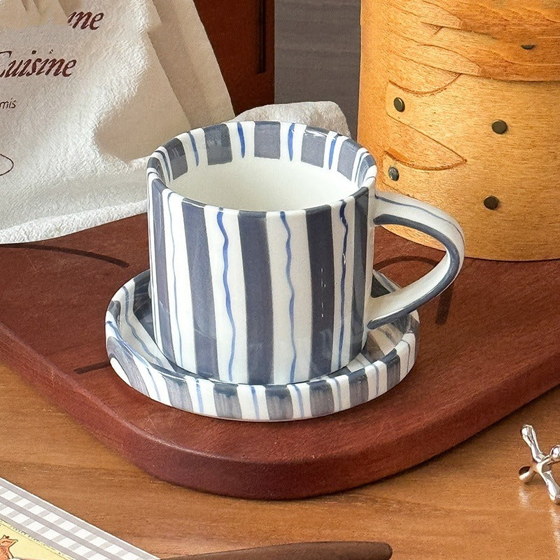Minimalist European Ceramic Mug & Saucer Set