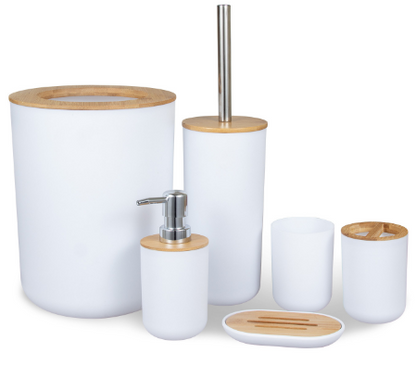 Set of 4 Bathroom Toiletries with Bamboo Cover (350ml)
