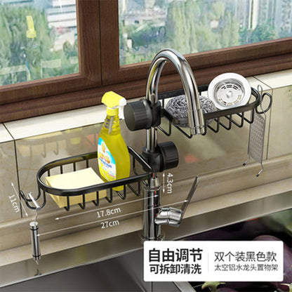 Space Aluminum Sink Sponge Rack with No Drill Design