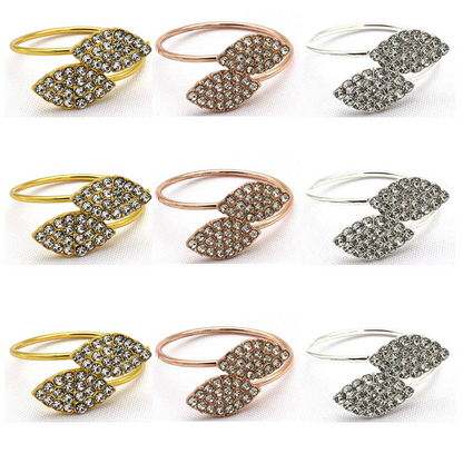 Simple Leaf Napkin Ring with Rhinestones for Hotels