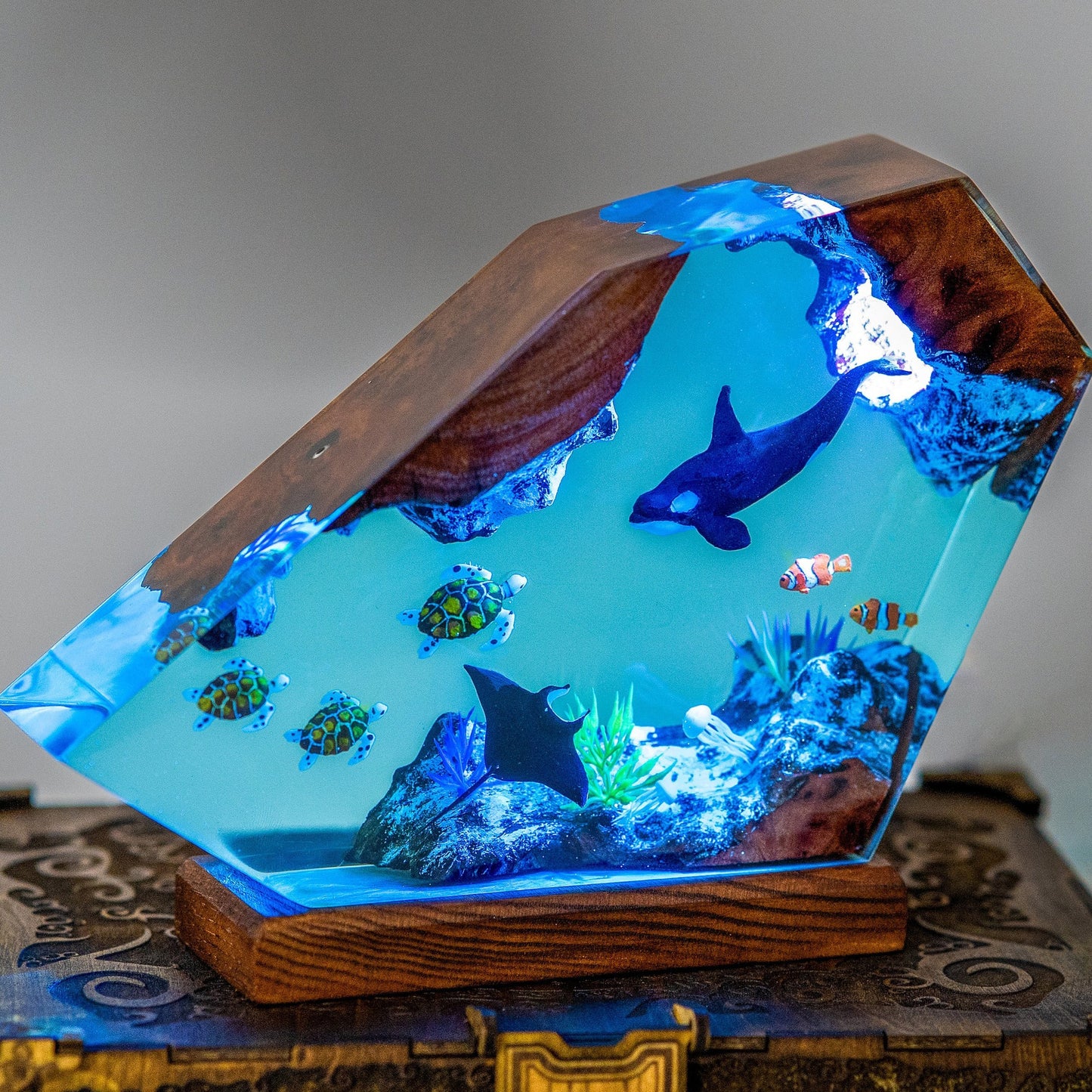 Killer Whale & Turtle Resin Night Light