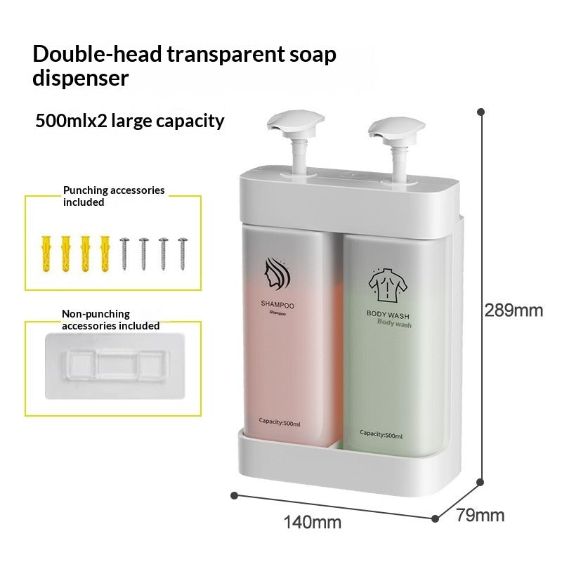 Wall-Mount Clear Soap Dispenser (2/3 Chambers)