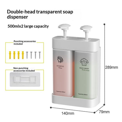 Wall-Mount Clear Soap Dispenser (2/3 Chambers)