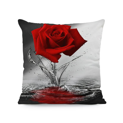 Flower Print Soft Square Pillow Cover