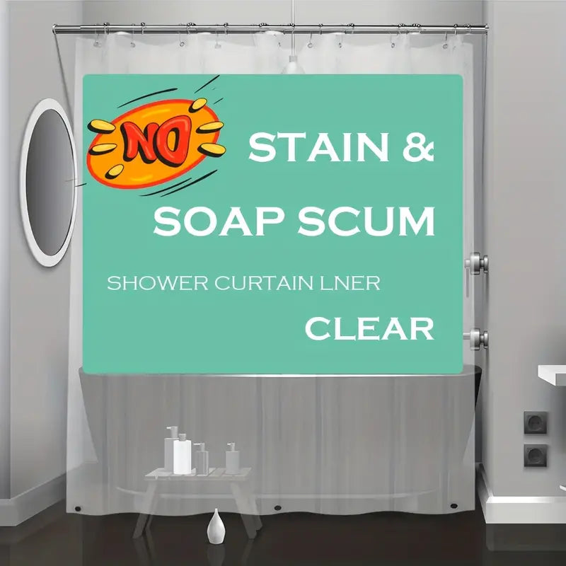 Clear PEVA Shower Curtain with Hooks and Magnets (1pc)