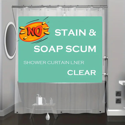 Clear PEVA Shower Curtain with Hooks and Magnets (1pc)