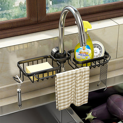 Space Aluminum Sink Sponge Rack with No Drill Design