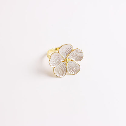 New White Floral Napkin Ring with Five Petals