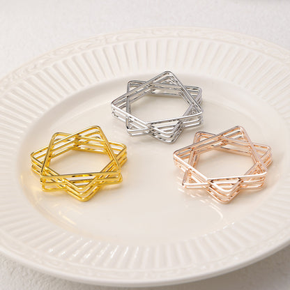 Geometric Star Napkin Rings - Hollow Metal Design